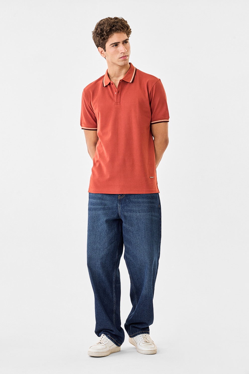 Image of Snitch Solid Men Polo Neck Pink T-Shirt