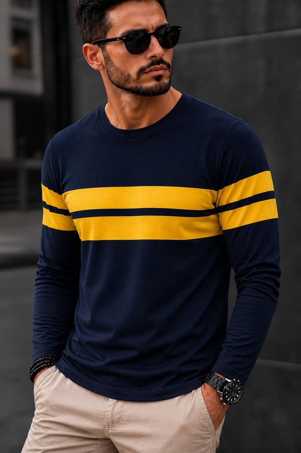 FASHIUM Solid Men Round Neck Navy Blue T-Shirt