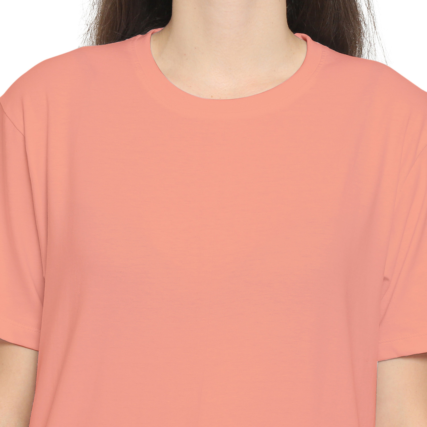 Image of YouthPoi Solid Women Round Neck Orange T-Shirt