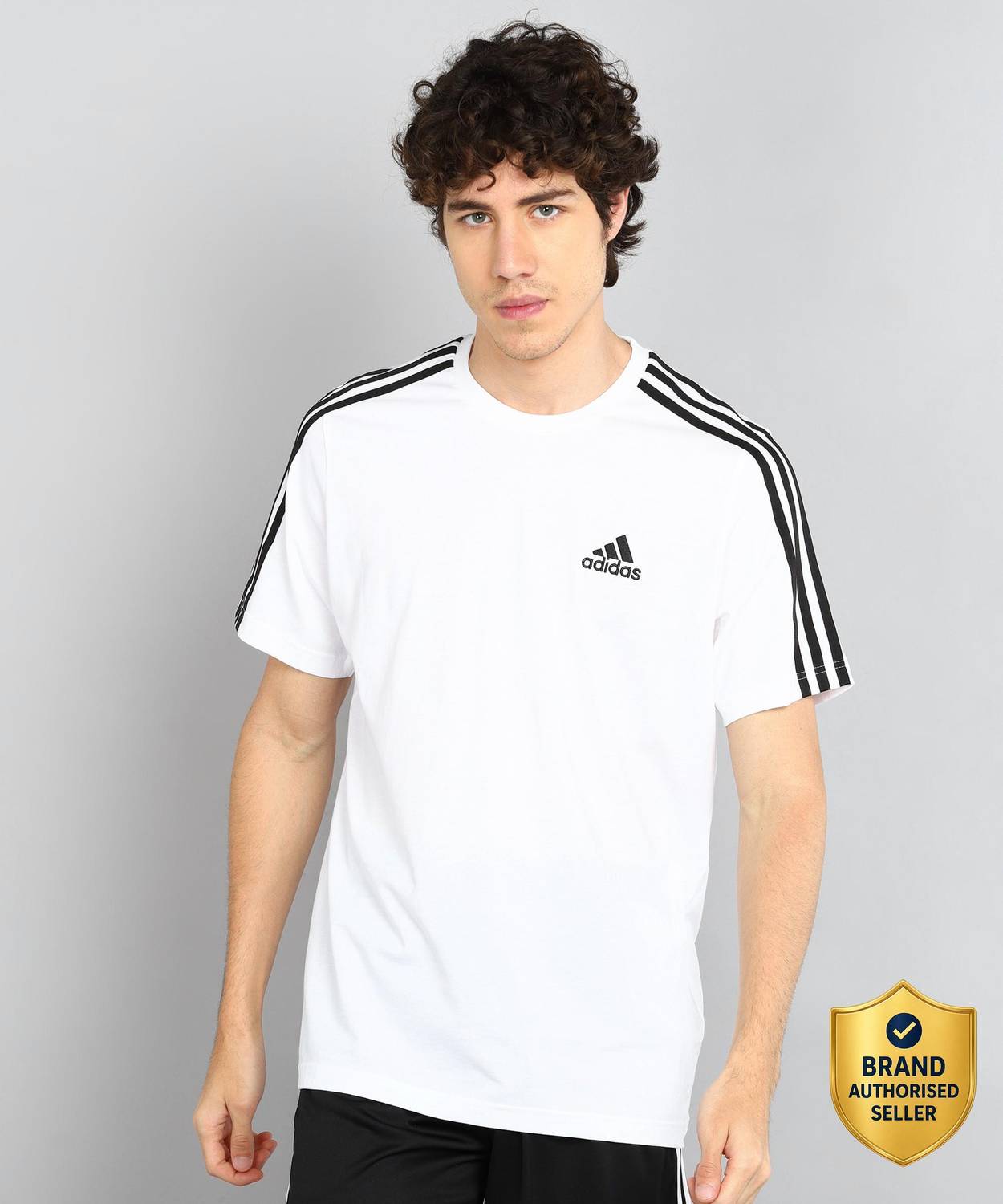 ADIDAS Solid Men Round Neck White T-Shirt
