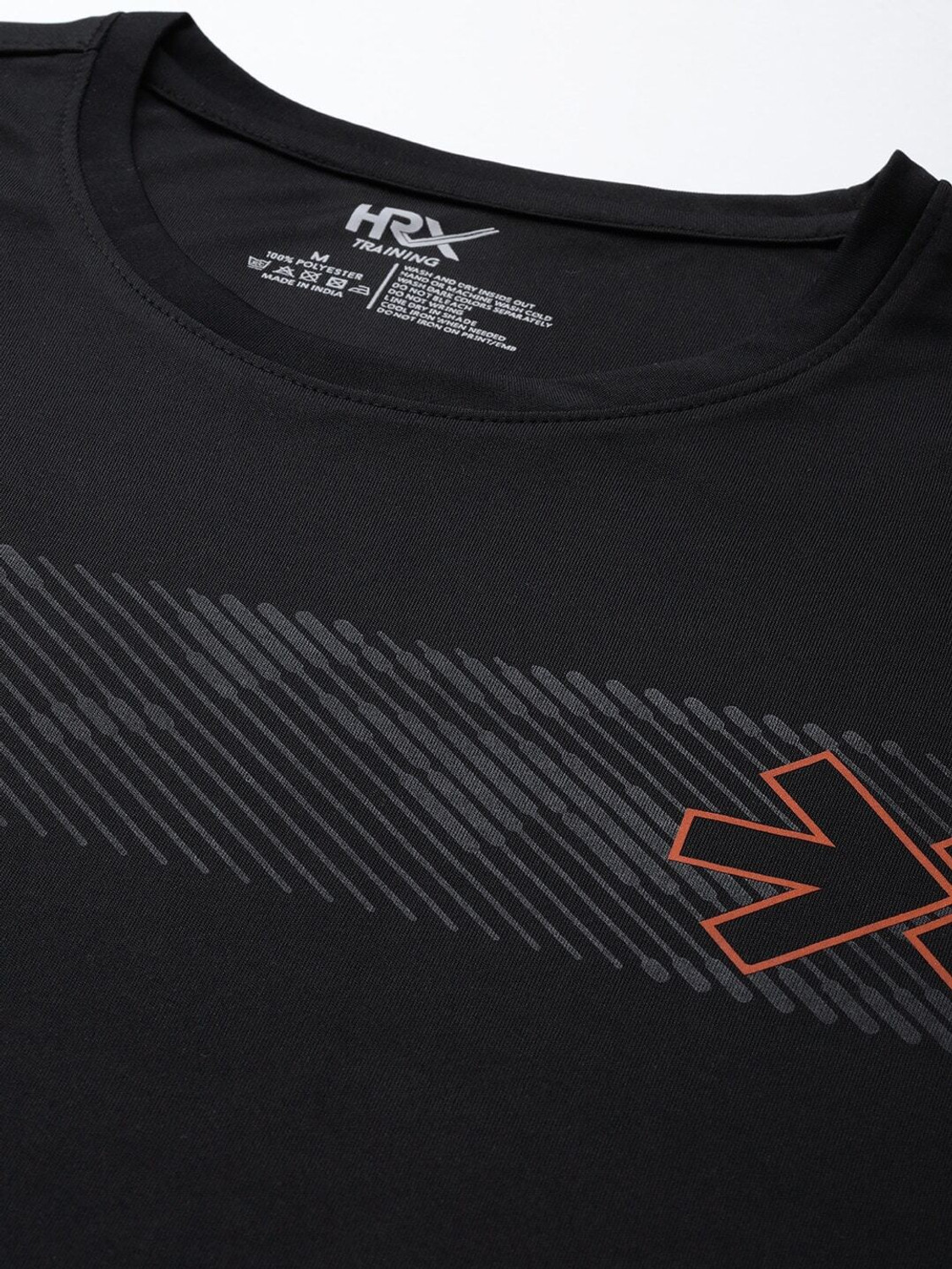 Image of HRX by Hrithik Roshan Printed Men Round Neck Black T-Shirt