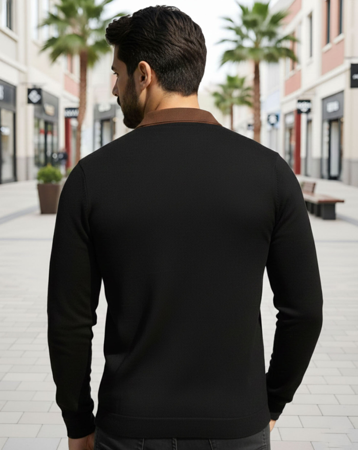 Image of AUSK Colorblock Men Zip Neck Multicolor T-Shirt
