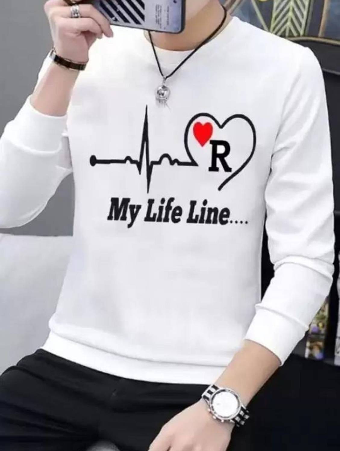 ALIVE Printed, Typography Men Round Neck White T-Shirt