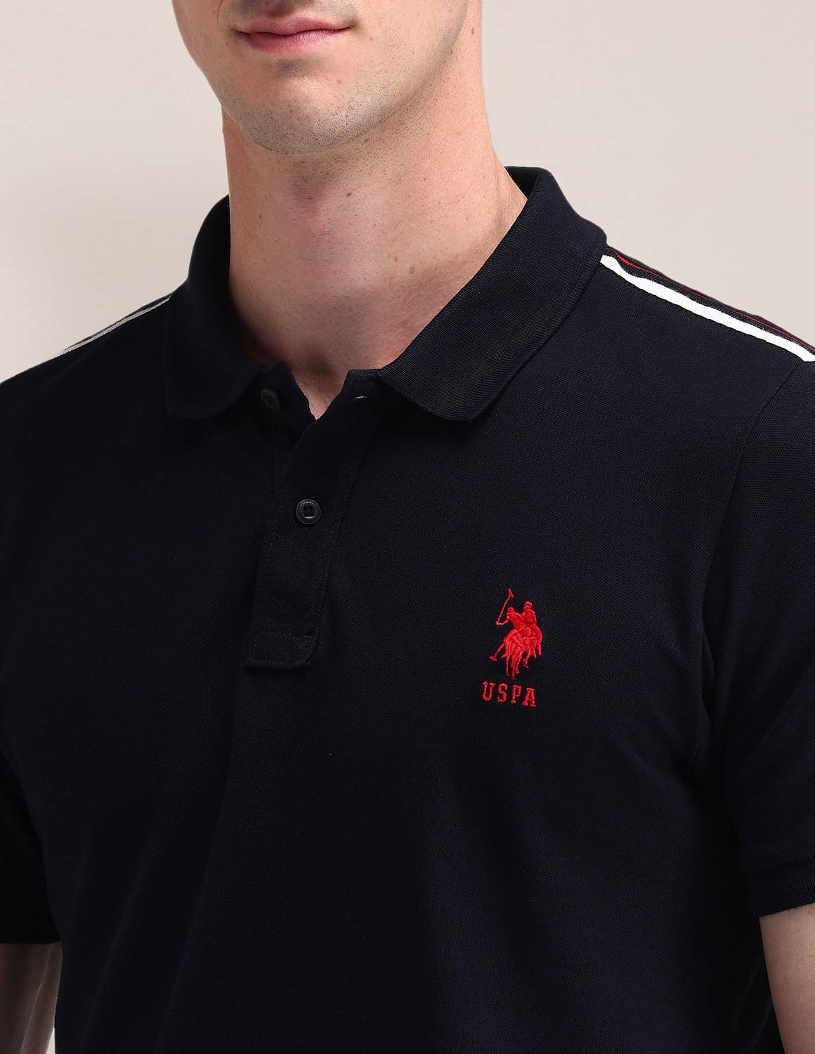 U.S. POLO ASSN. Solid Men Polo Neck Blue T-Shirt - Image 5