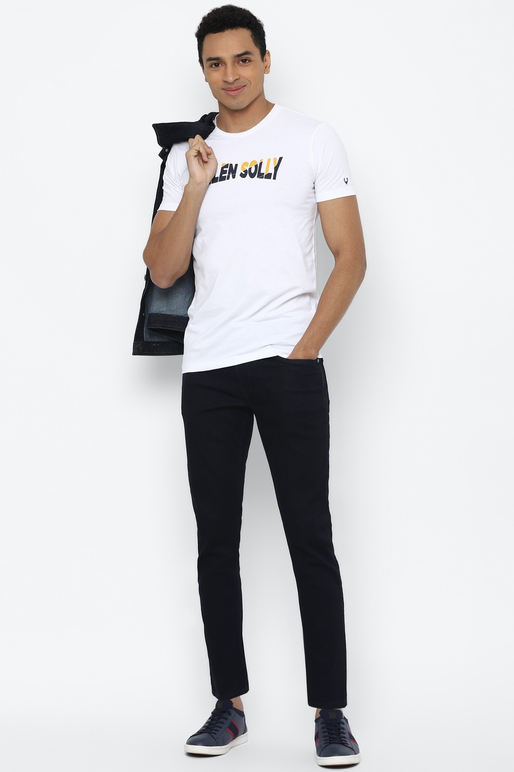 Image of Allen Solly Printed Men Round Neck White T-Shirt