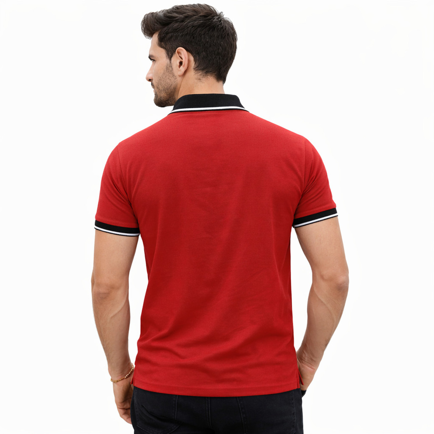 Image of true habit Colorblock Men Polo Neck Black T-Shirt