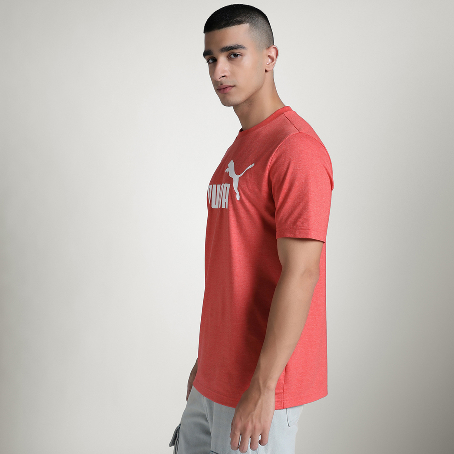 Image of PUMA Printed Men Round Neck Red T-Shirt
