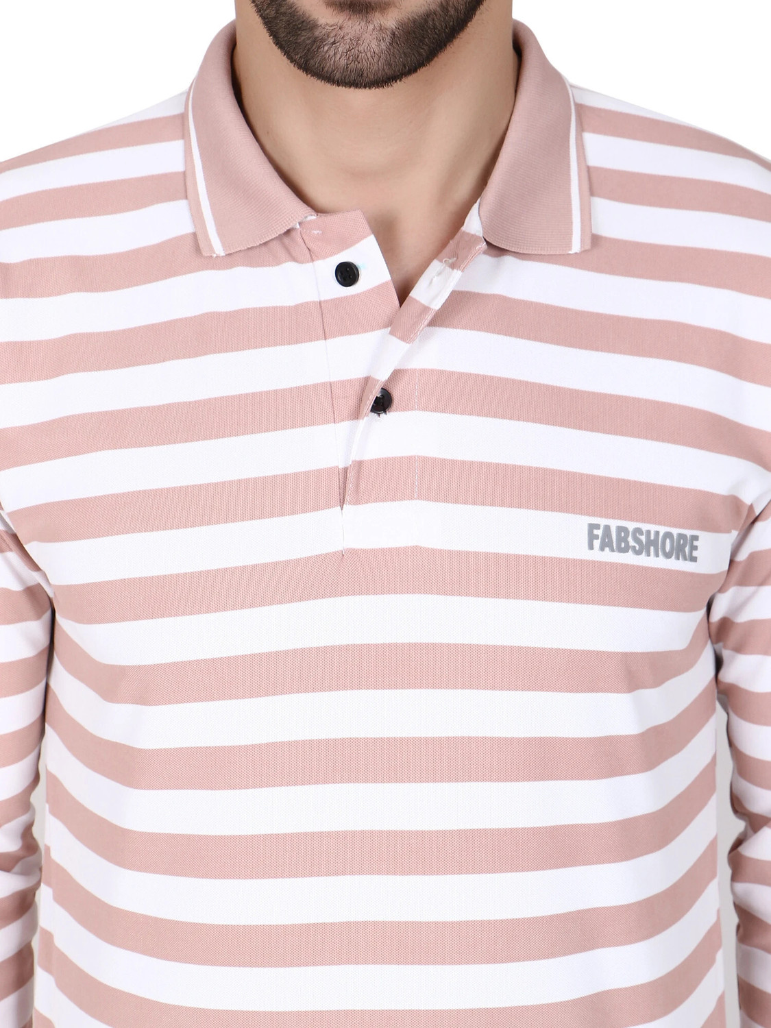 Image of HOC Striped Men Polo Neck Grey T-Shirt