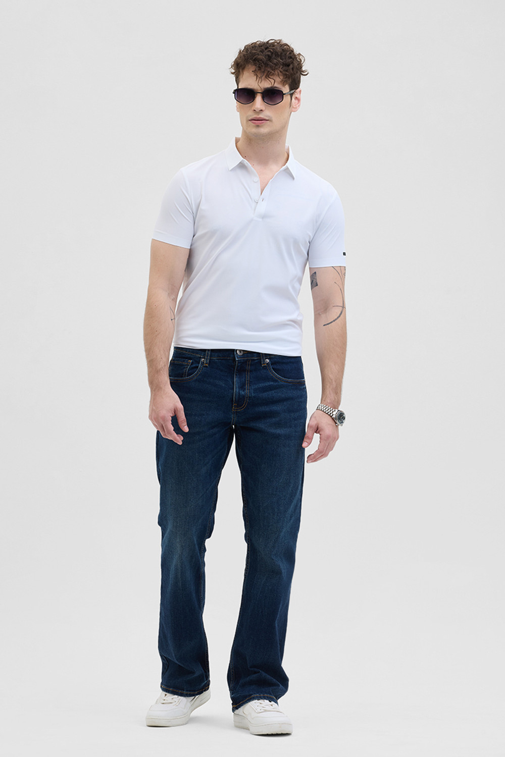 Image of Snitch Solid Men Polo Neck White T-Shirt
