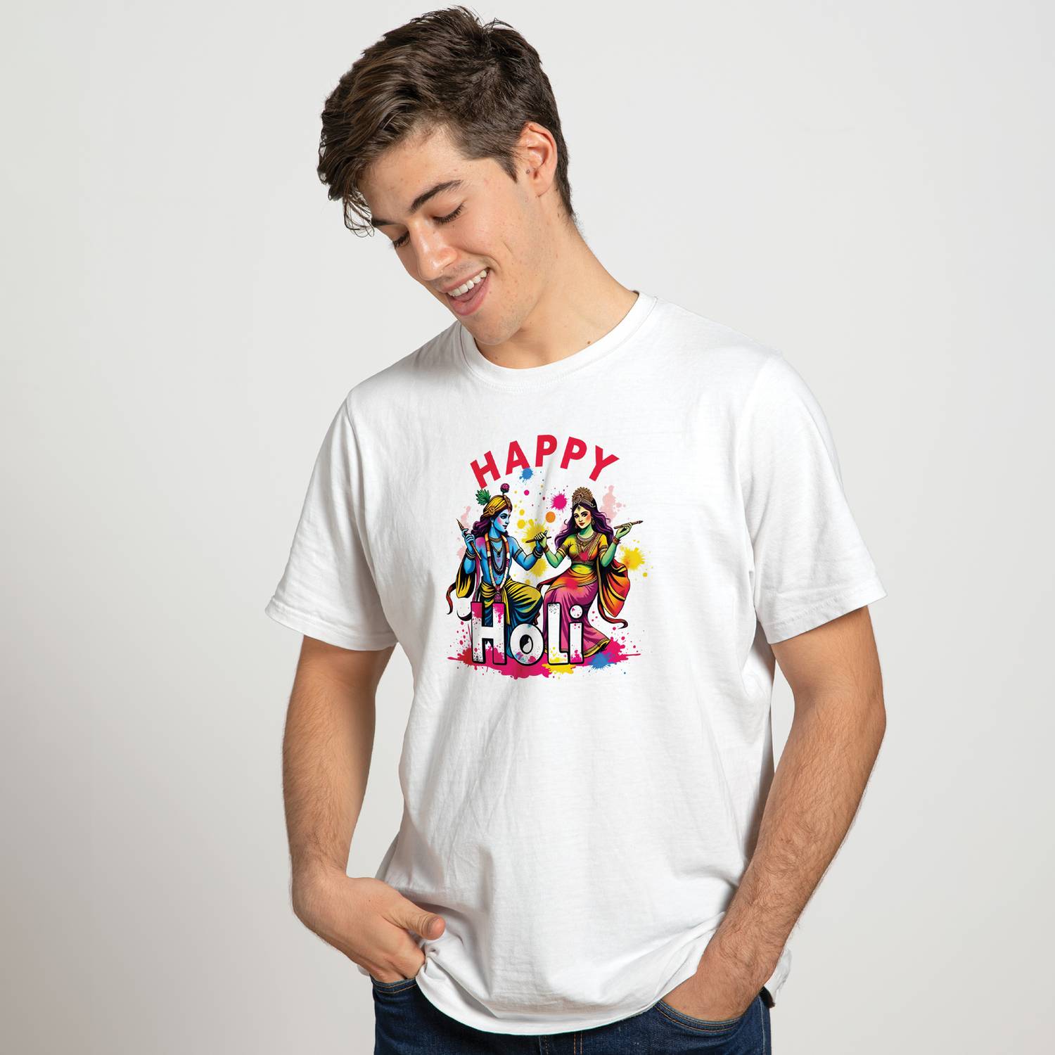 Binayak Printed Men Round Neck White T-Shirt