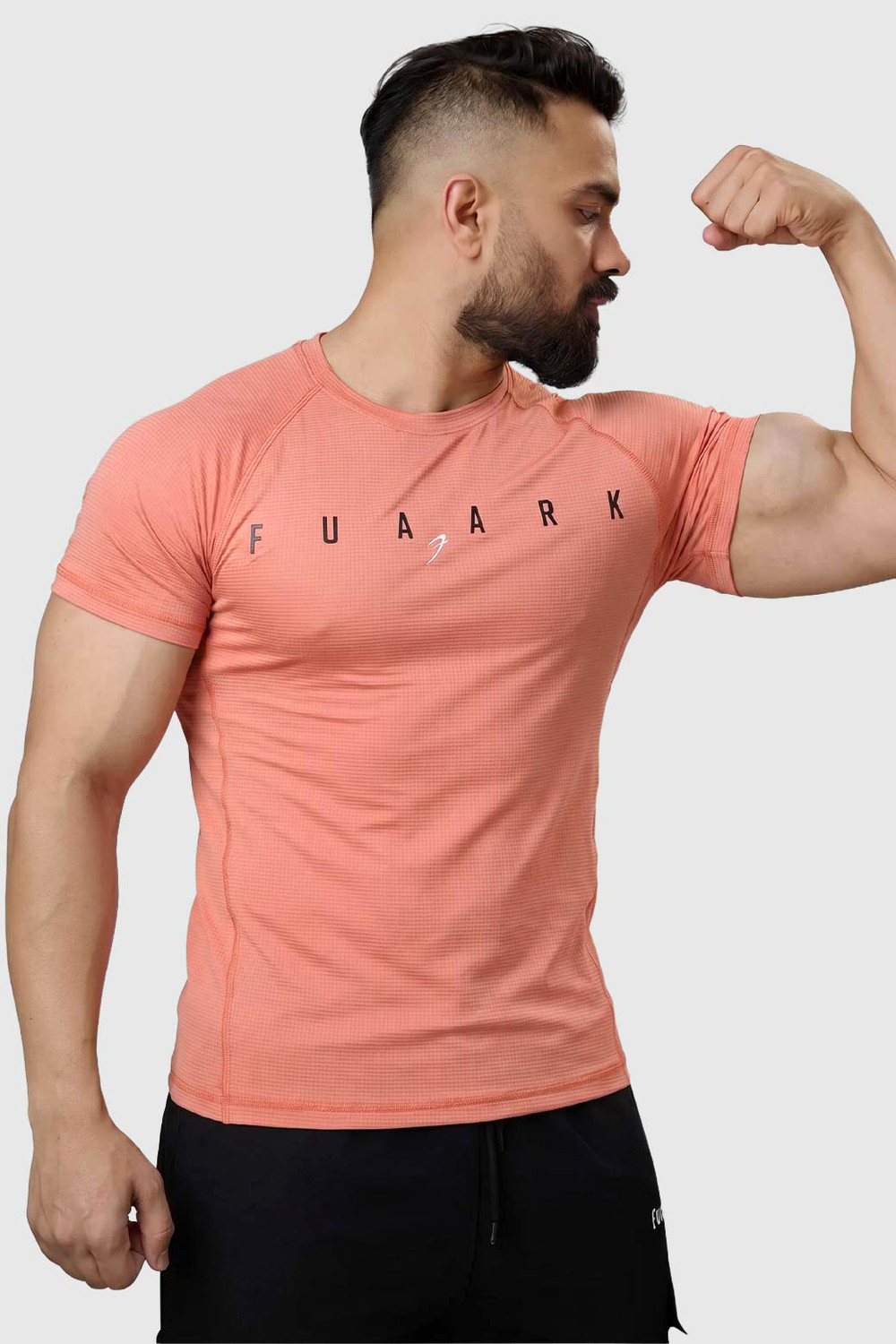 Image of FuaarK Typography Men Round Neck Pink T-Shirt
