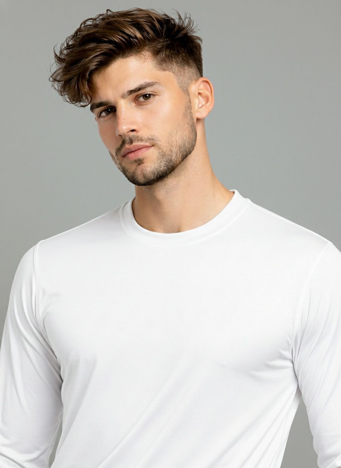 Image of Pochanki Solid Men Round Neck White T-Shirt