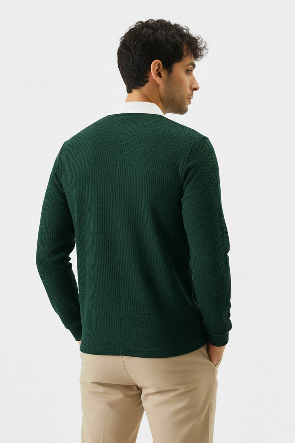 Image of Try This Colorblock Men Polo Neck Green T-Shirt