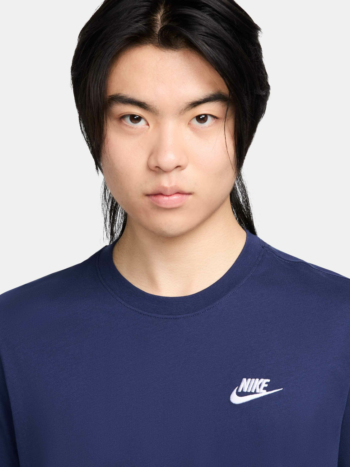 Image of NIKE Solid Men Crew Neck Blue T-Shirt