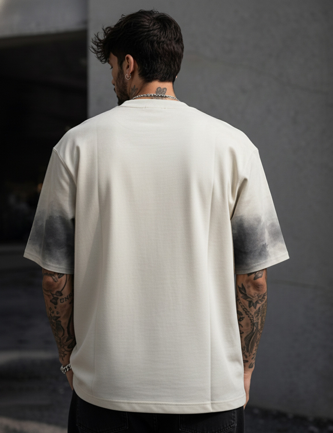 Image of Force Printed Men Round Neck White, Dark Green T-Shirt