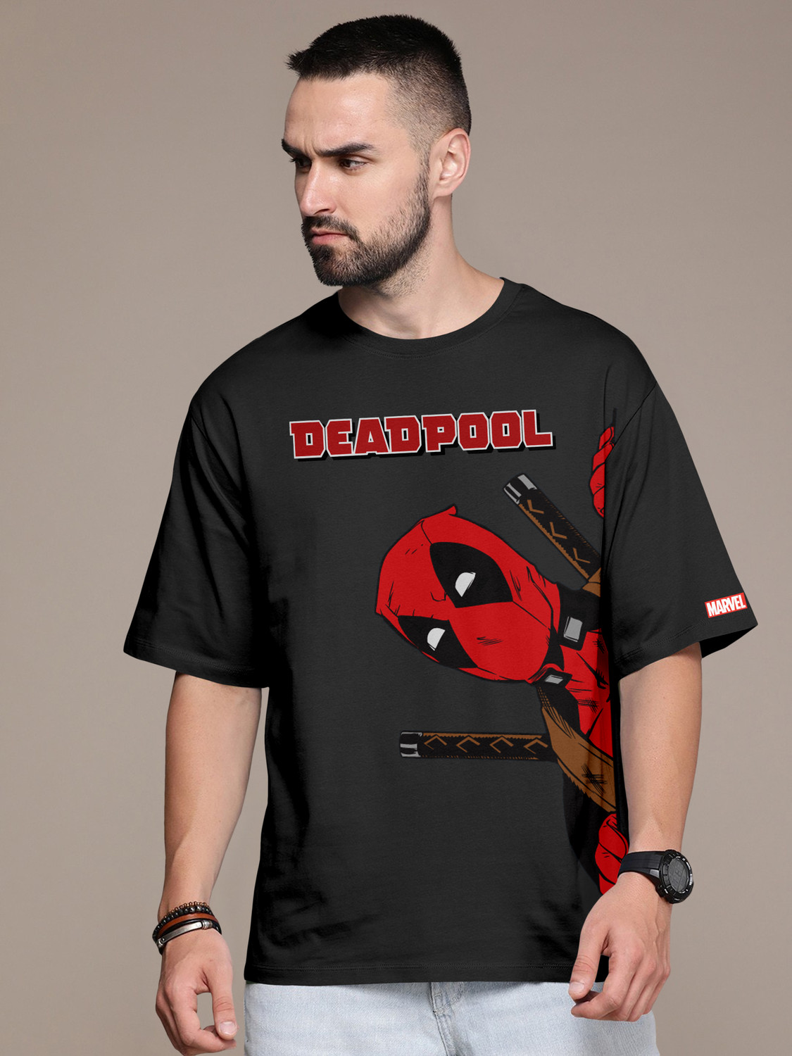 Image of METRONAUT Graphic Print Men Round Neck Black T-Shirt