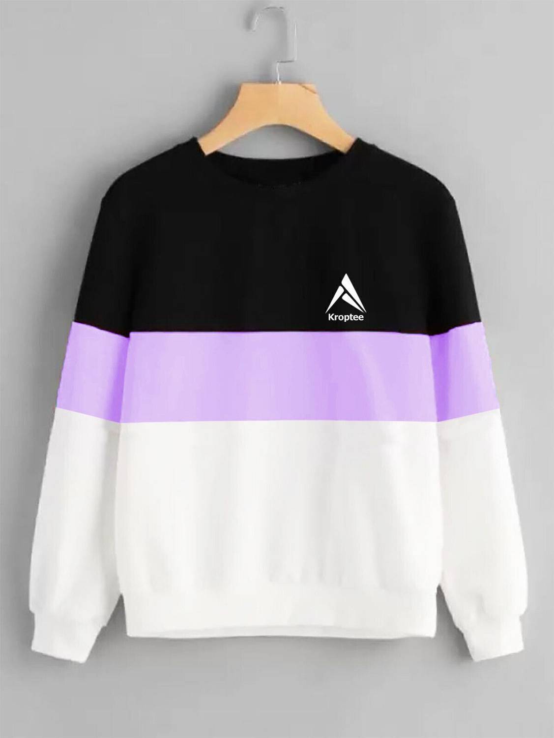 Kroptee Men Colorblock Round Neck Cotton Blend Black, Purple, Whi