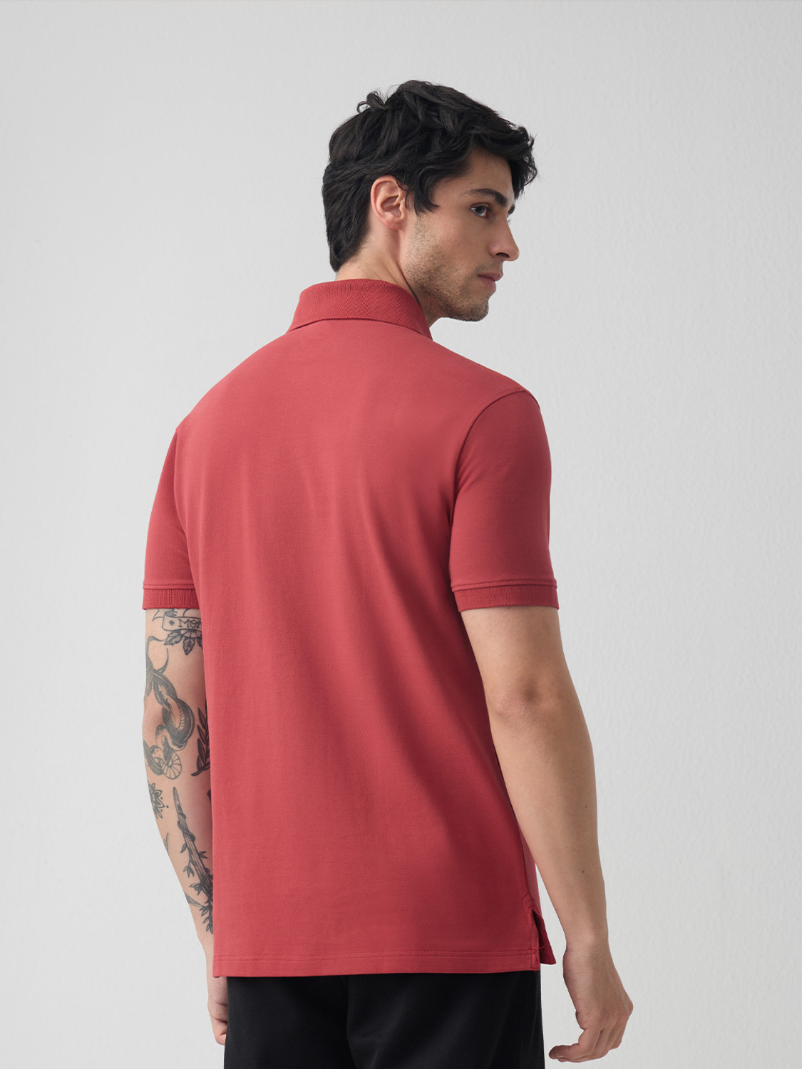 Image of The Souled Store Solid Men Polo Neck Red T-Shirt