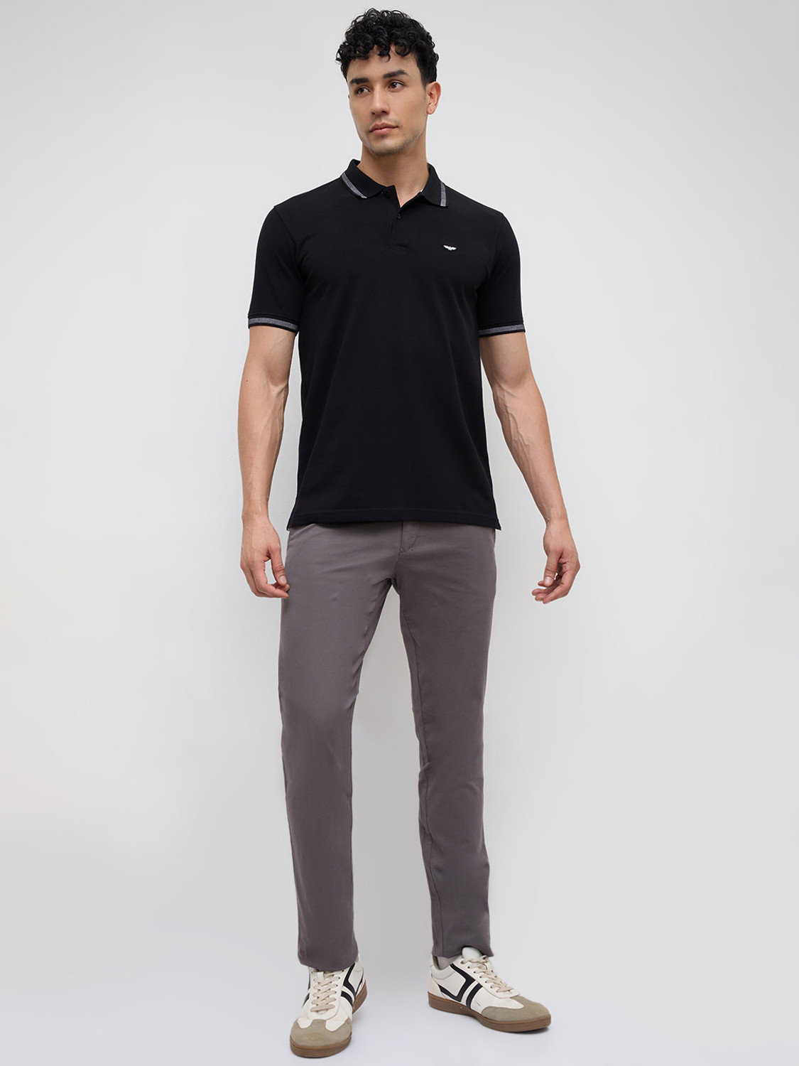 Image of PARK AVENUE Solid Men Polo Neck Black T-Shirt