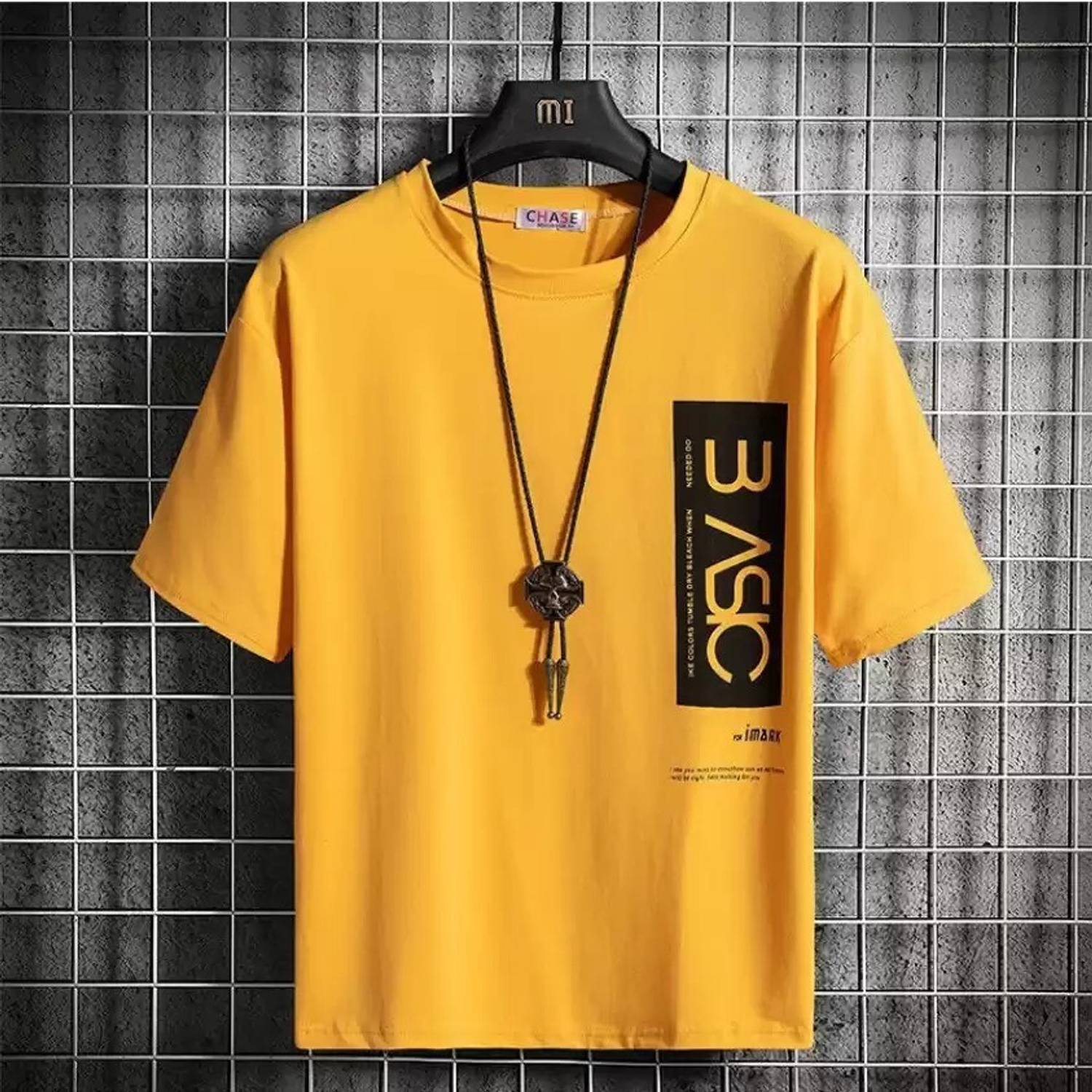 YUVAA TRENDZ Printed Men Round Neck Yellow T-Shirt