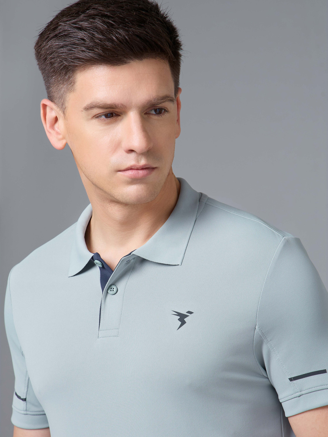 Image of TECHNOSPORT Printed Men Polo Neck Light Green T-Shirt