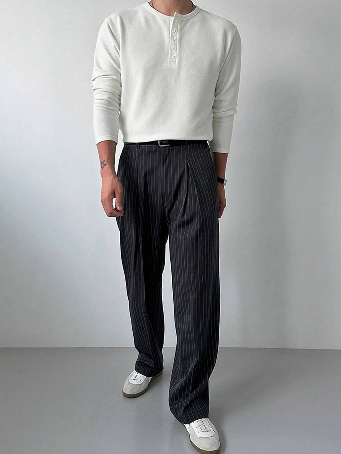 The Modern Soul Men's White Henley Neck T-Shirt - Image 3