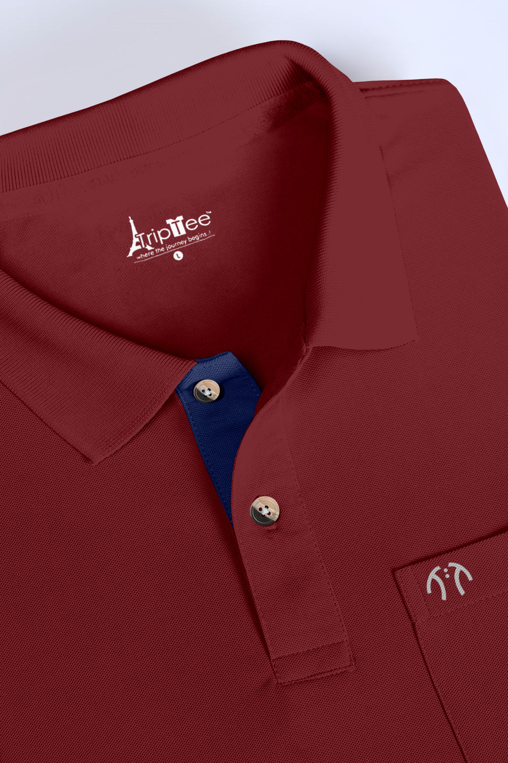 Image of Triptee Solid Men Polo Neck Maroon T-Shirt