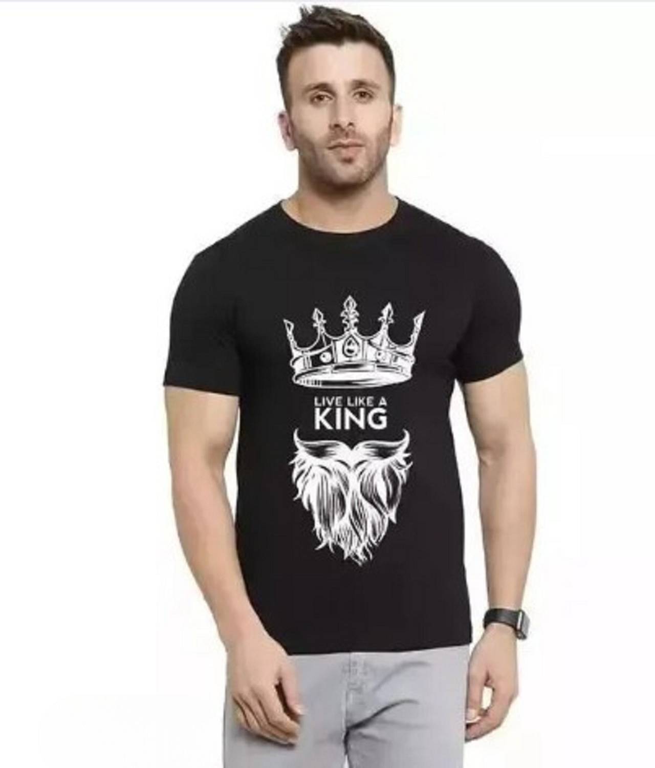 AFCollection Printed, Typography Men Round Neck Black T-Shirt