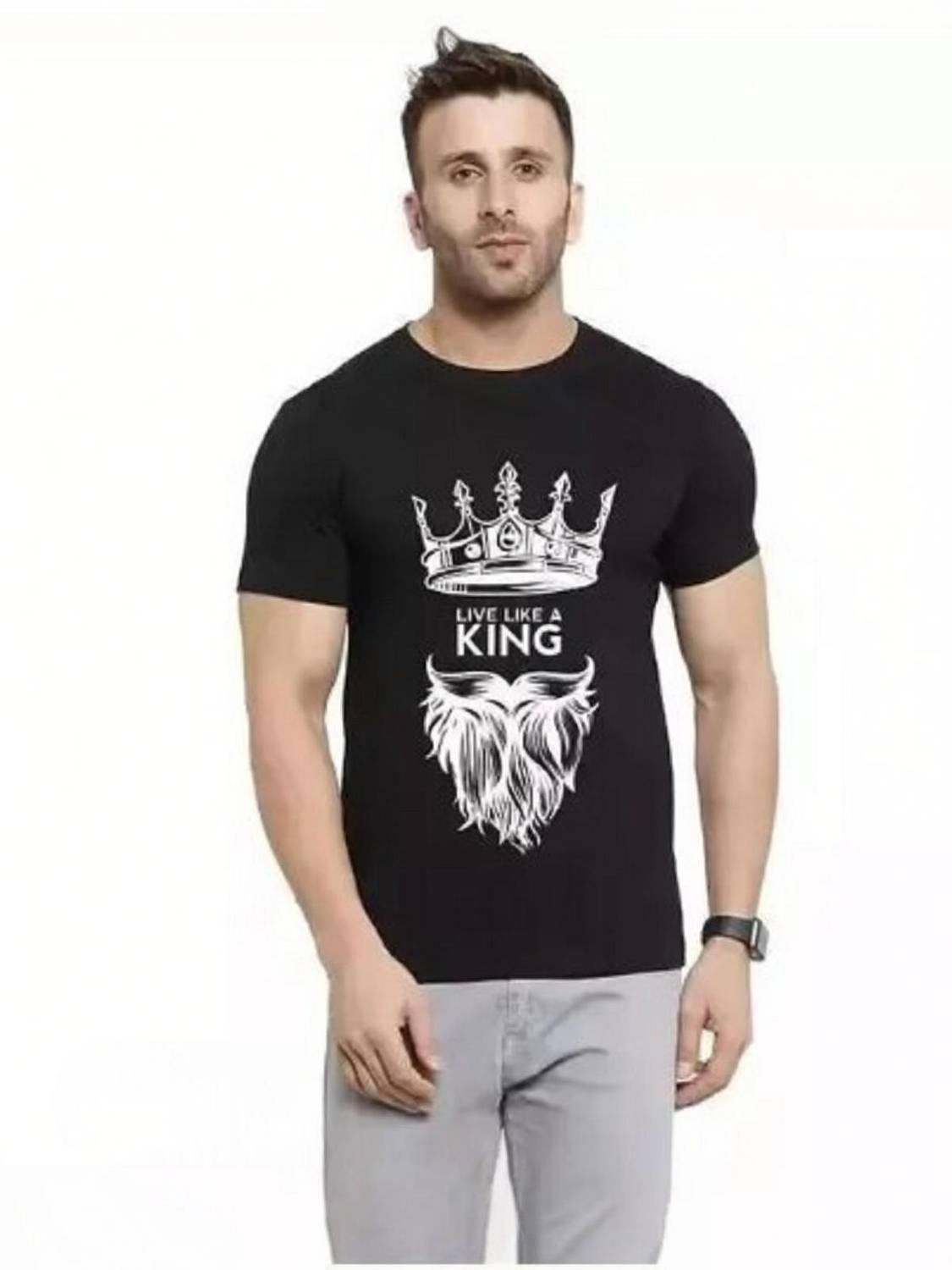 AFCollection Printed, Typography Men Round Neck Black T-Shirt