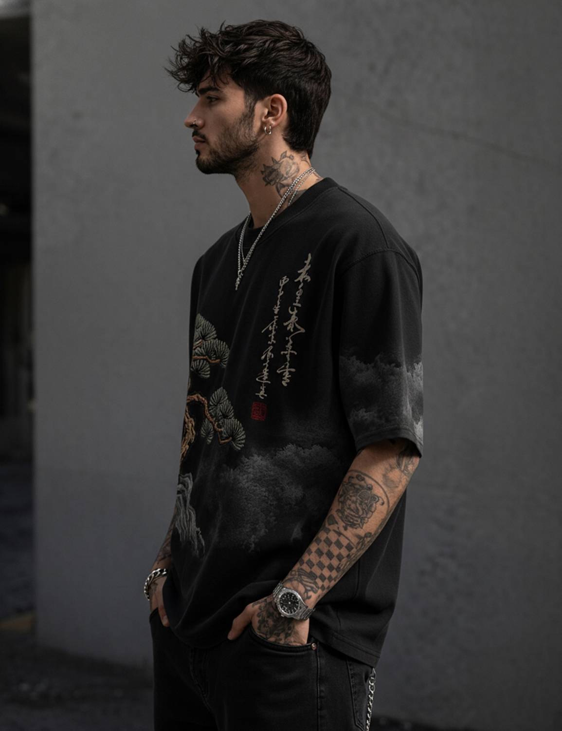 Force Men Round Neck Black T-Shirt - Image 3