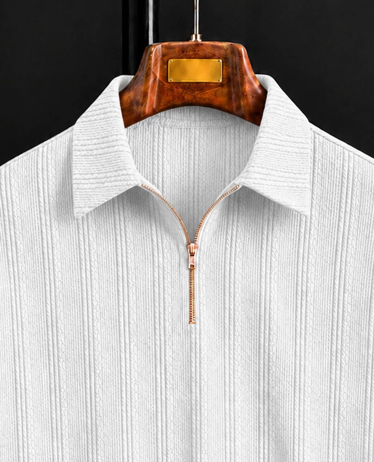 COMBRAIDED Men Polo Neck White T-Shirt - Image 3