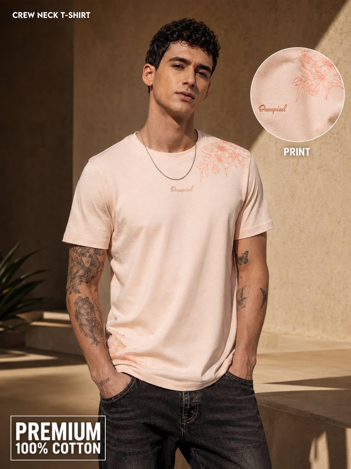 Occupied Clothing Co. Men Graphic Print Crew Neck Pure Cotton Pin
