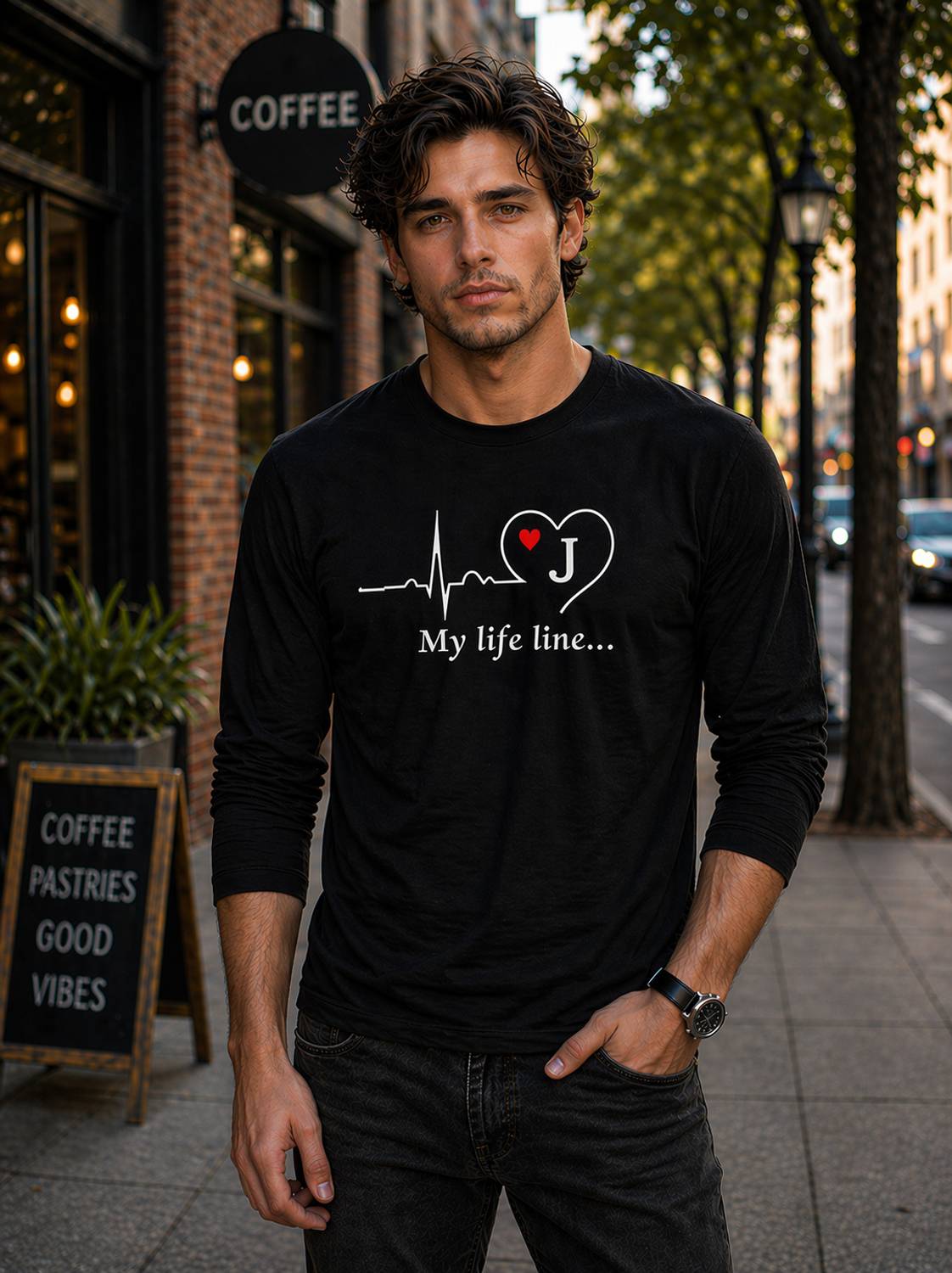 ApheFashion Typography Men Round Neck Black T-Shirt