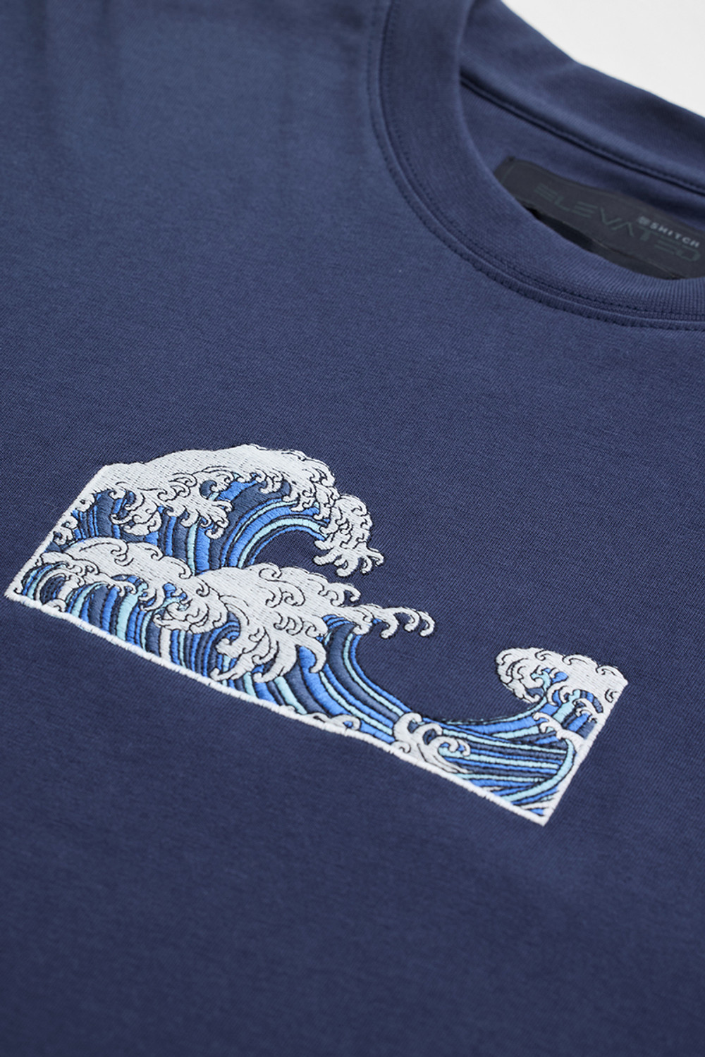 Image of Snitch Embroidered Men Crew Neck Navy Blue T-Shirt