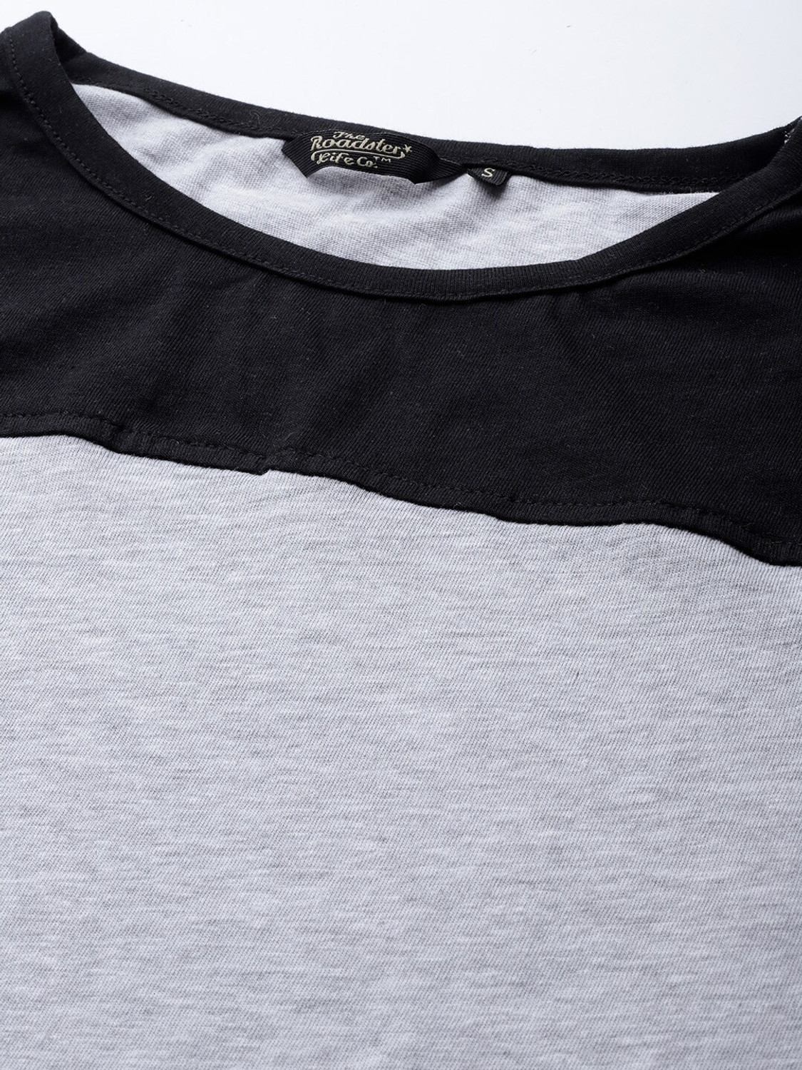 Image of Roadster Colorblock Women Round Neck Grey T-Shirt