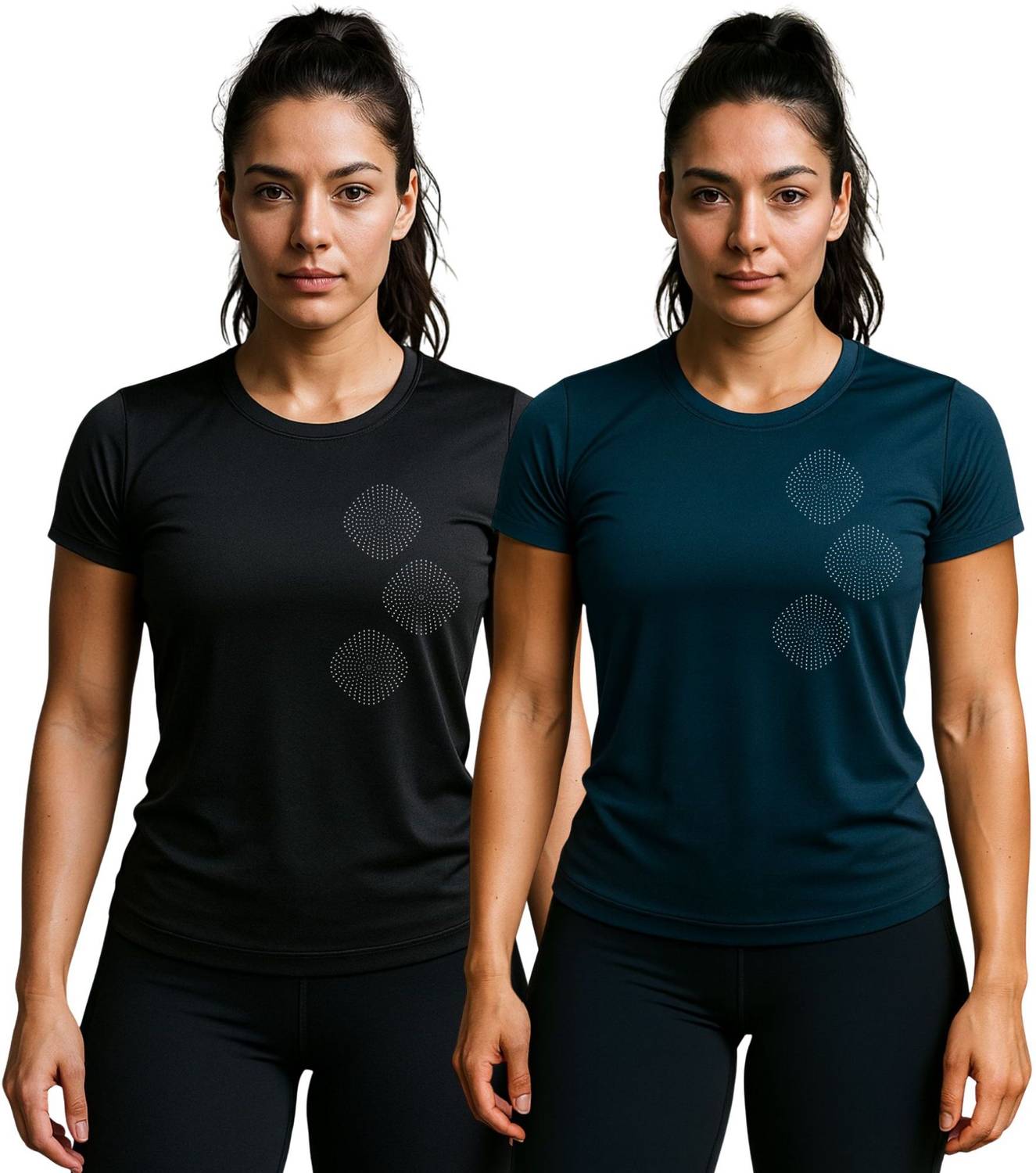 3colors Solid Women Round Neck Black, Blue T-Shirt