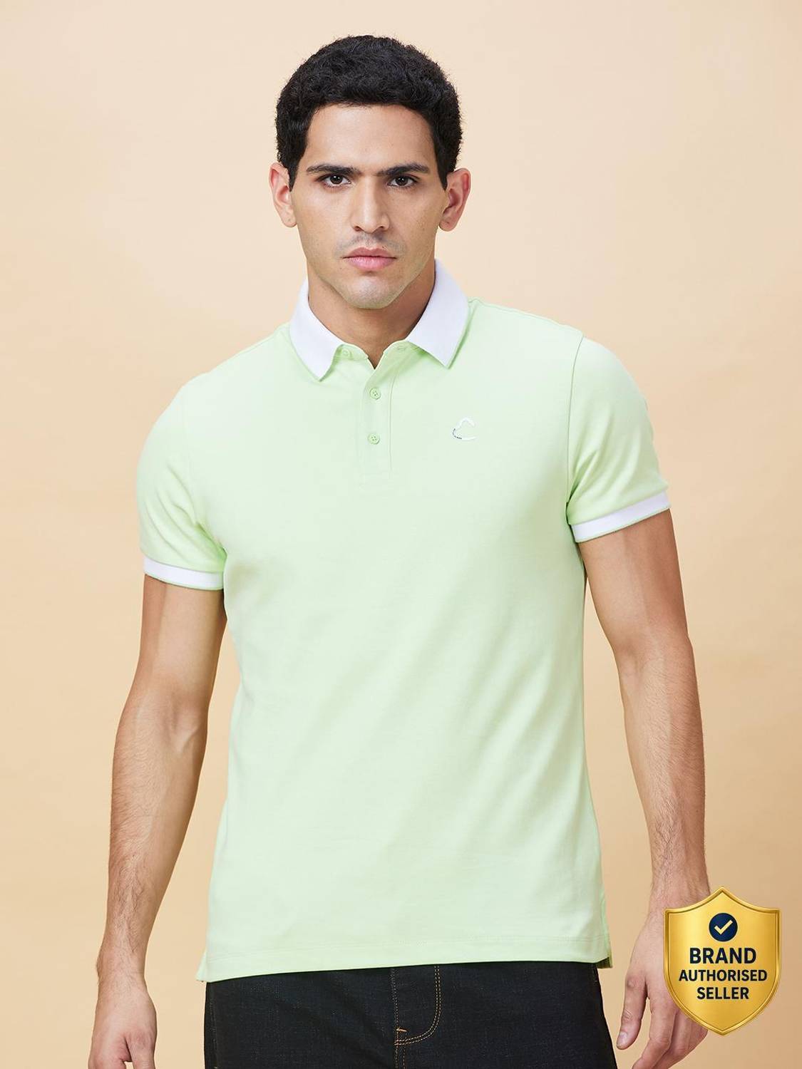 BEING HUMAN Solid Men Polo Neck Green T-Shirt