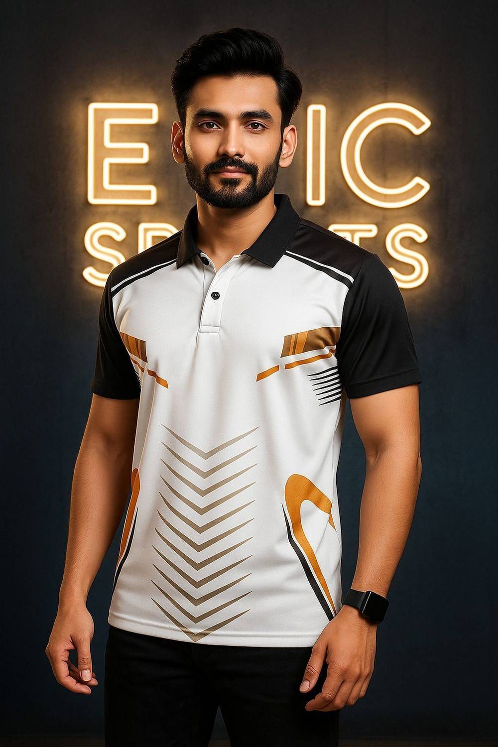 dhaari by unique creation Men Striped Polo Neck Polyester Multico