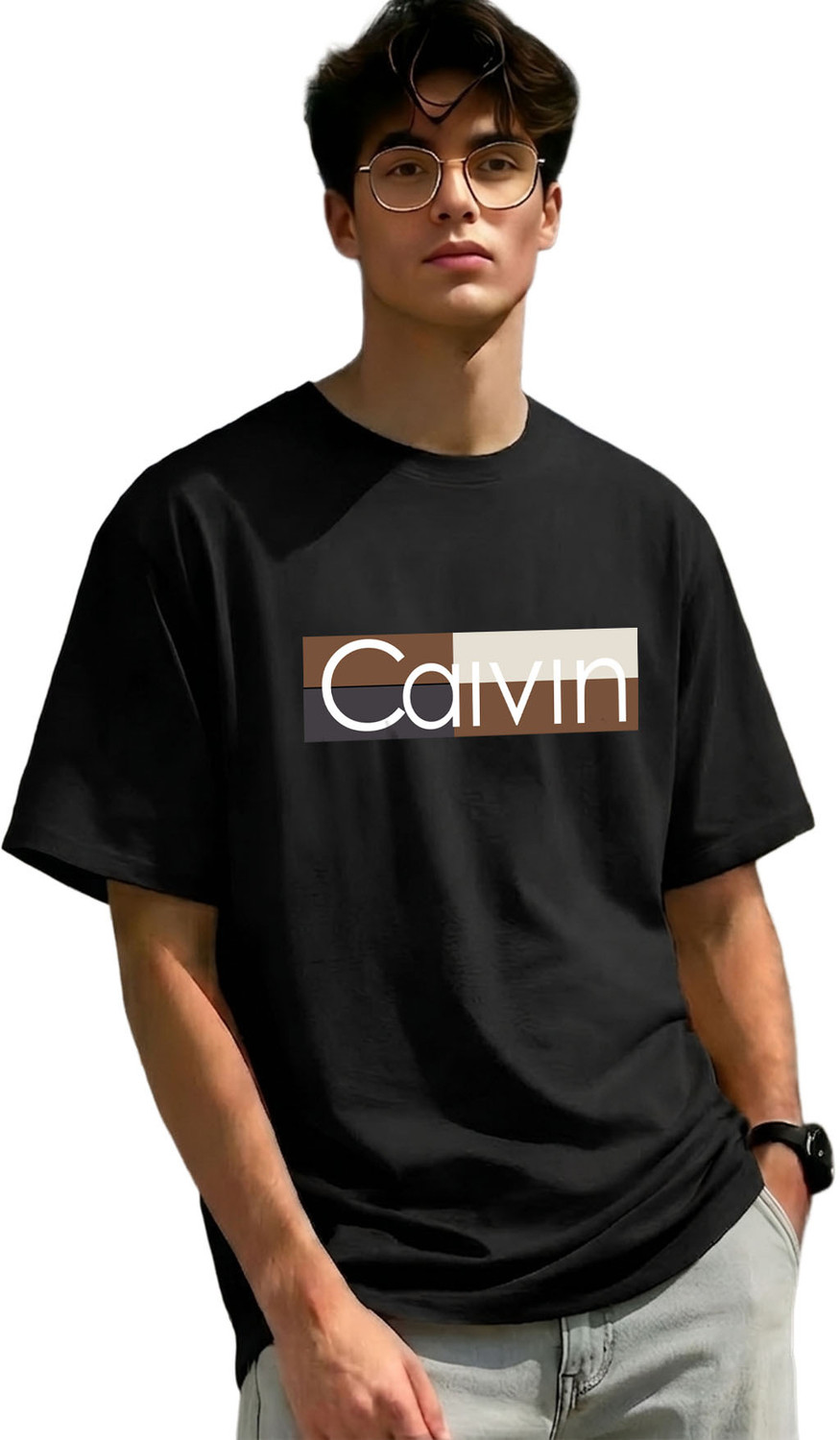 Image of AUSK Printed Men Round Neck Black T-Shirt