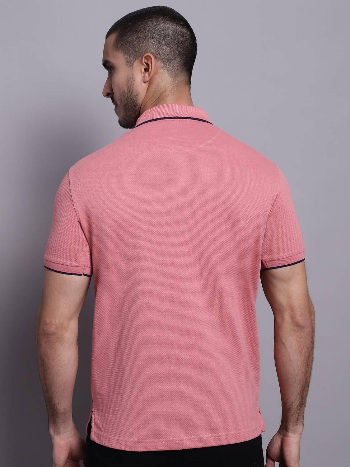 CANTABIL Men Pink Polo Neck T-Shirt - Image 2