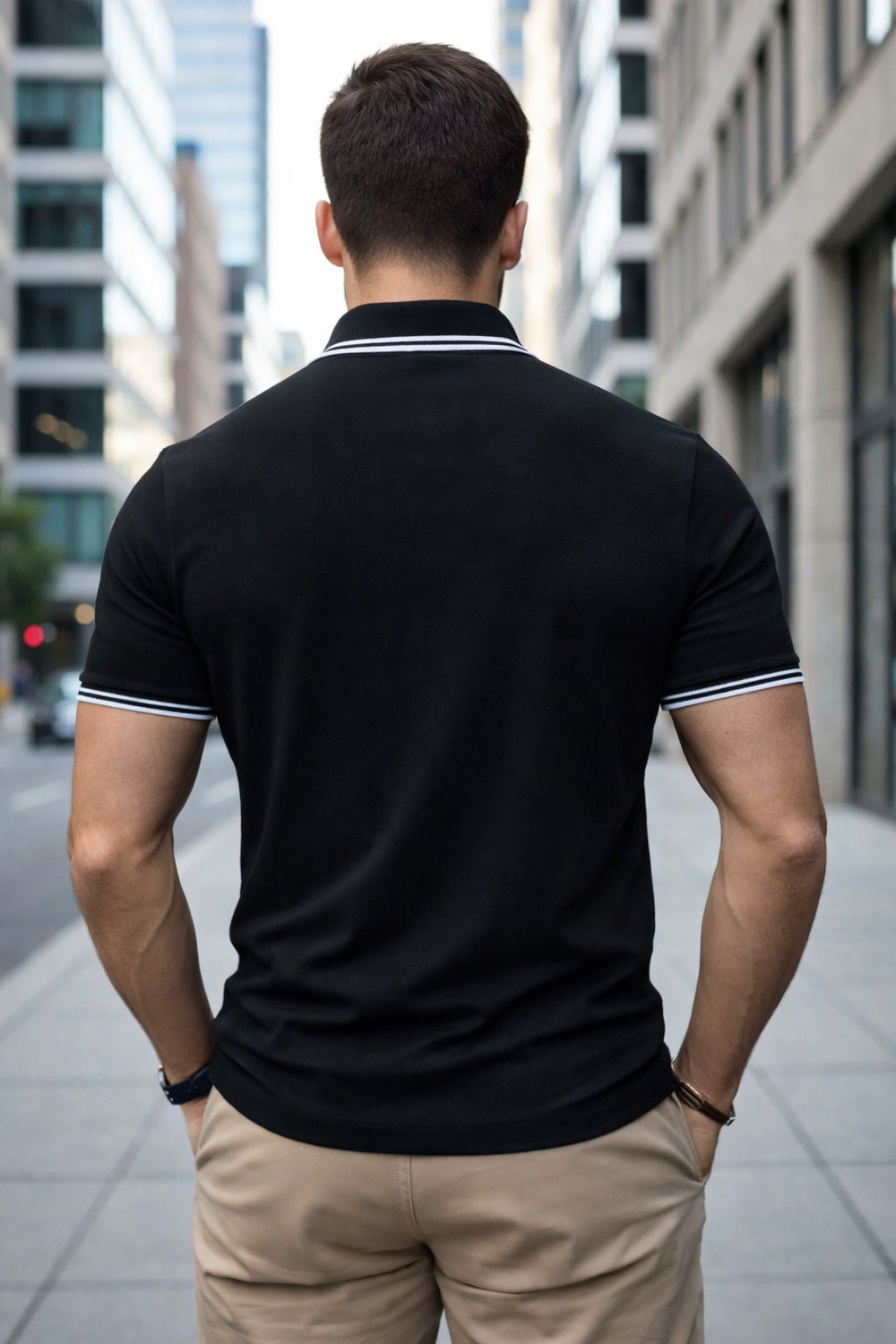 Image of Garimaknitwear Printed Men Polo Neck Black T-Shirt