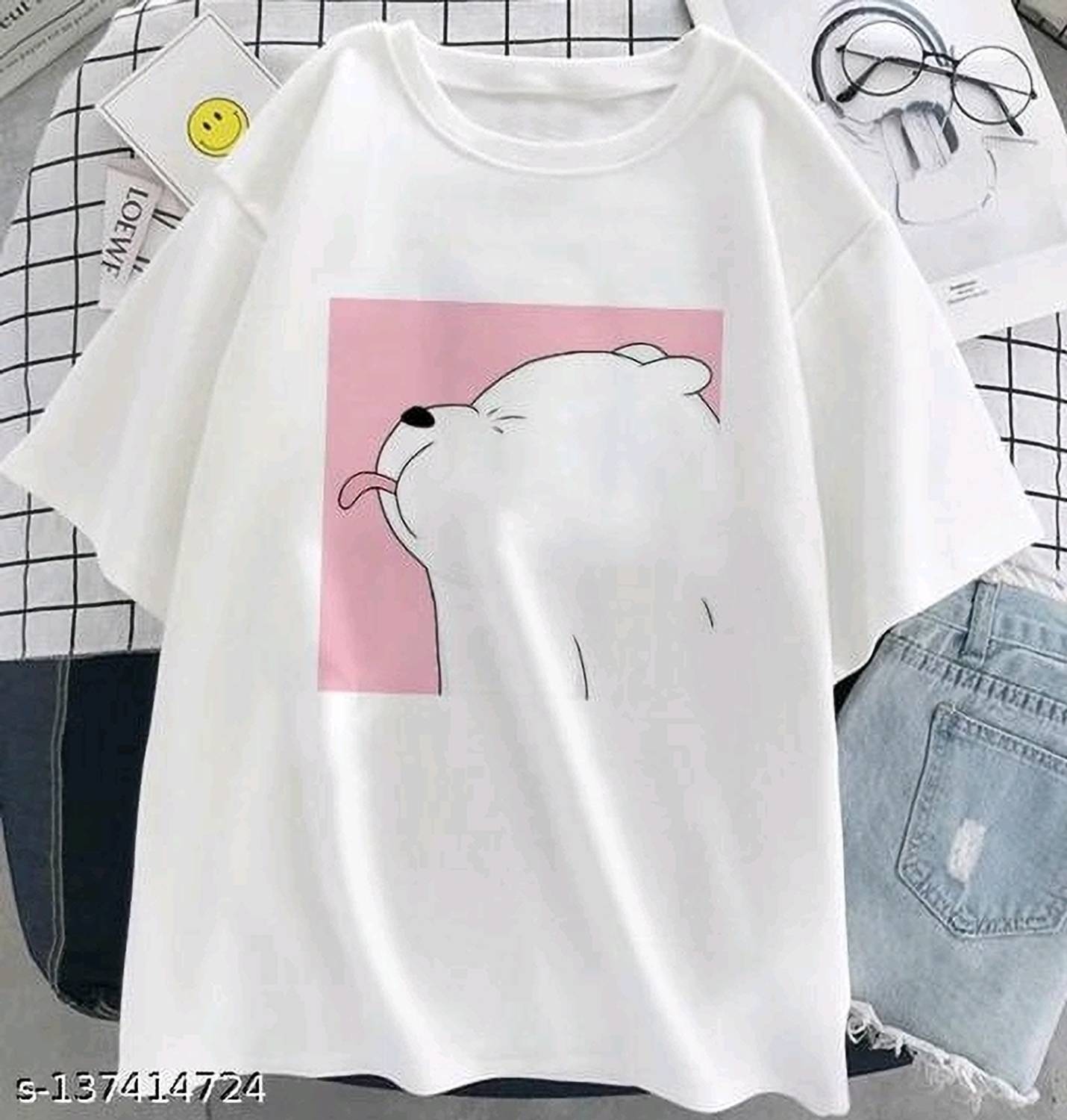 VATSAL MOTIF ART Printed Women Round Neck White T-Shirt