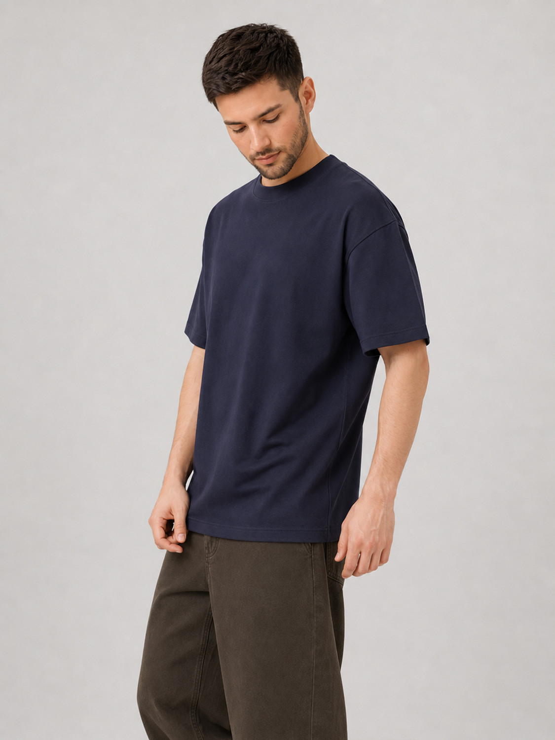 Image of BE RARE Solid Men Round Neck Black T-Shirt