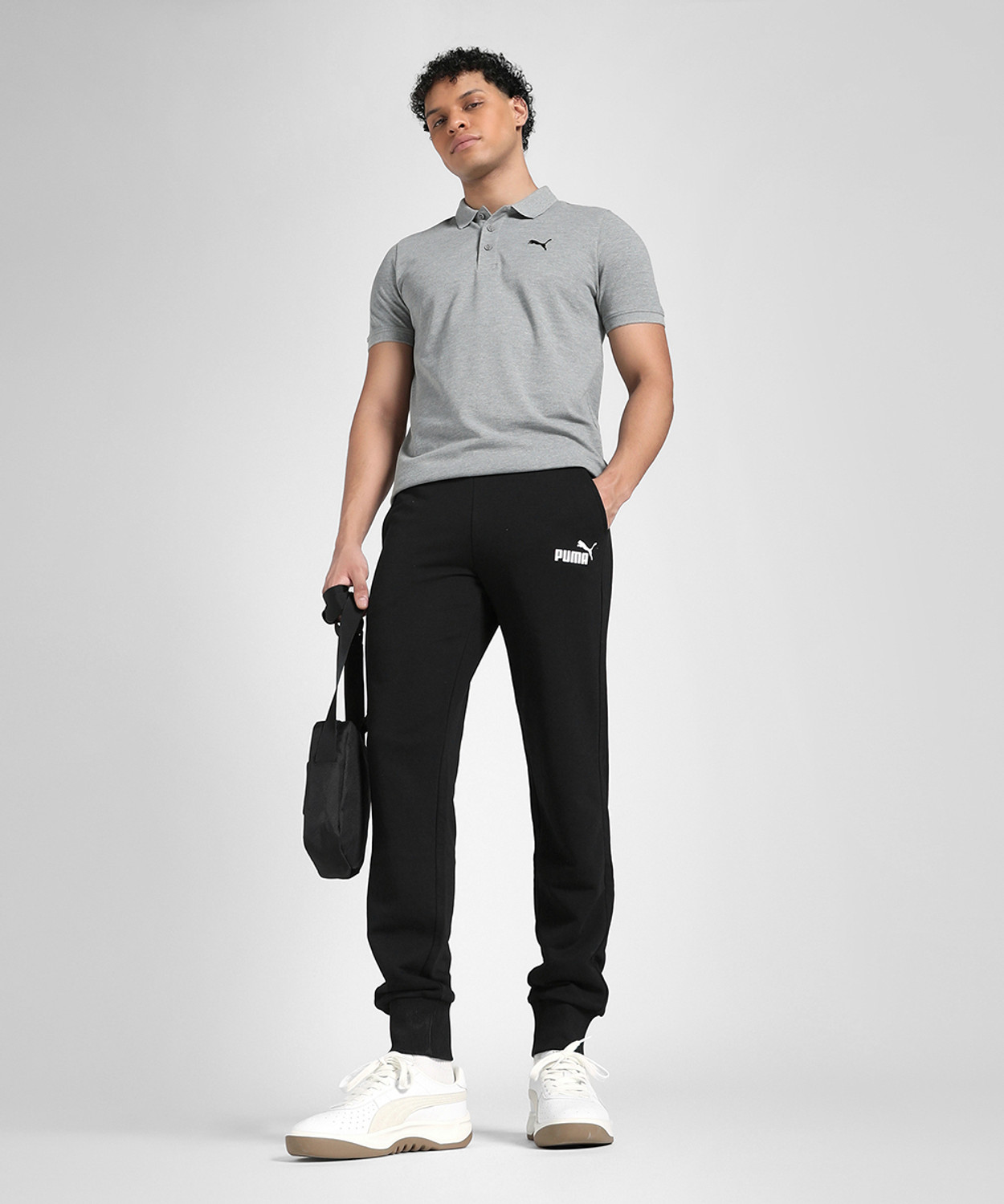 Image of PUMA Printed Men Polo Neck Grey T-Shirt