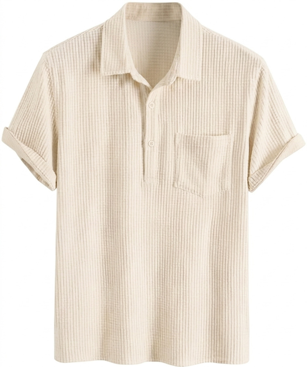 Image of ColorChakra Self Design Men Polo Neck White T-Shirt