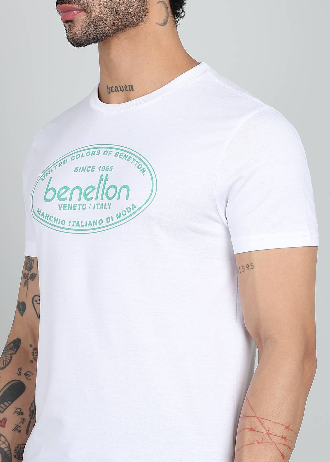United Colors of Benetton Men White T-Shirt - Image 5