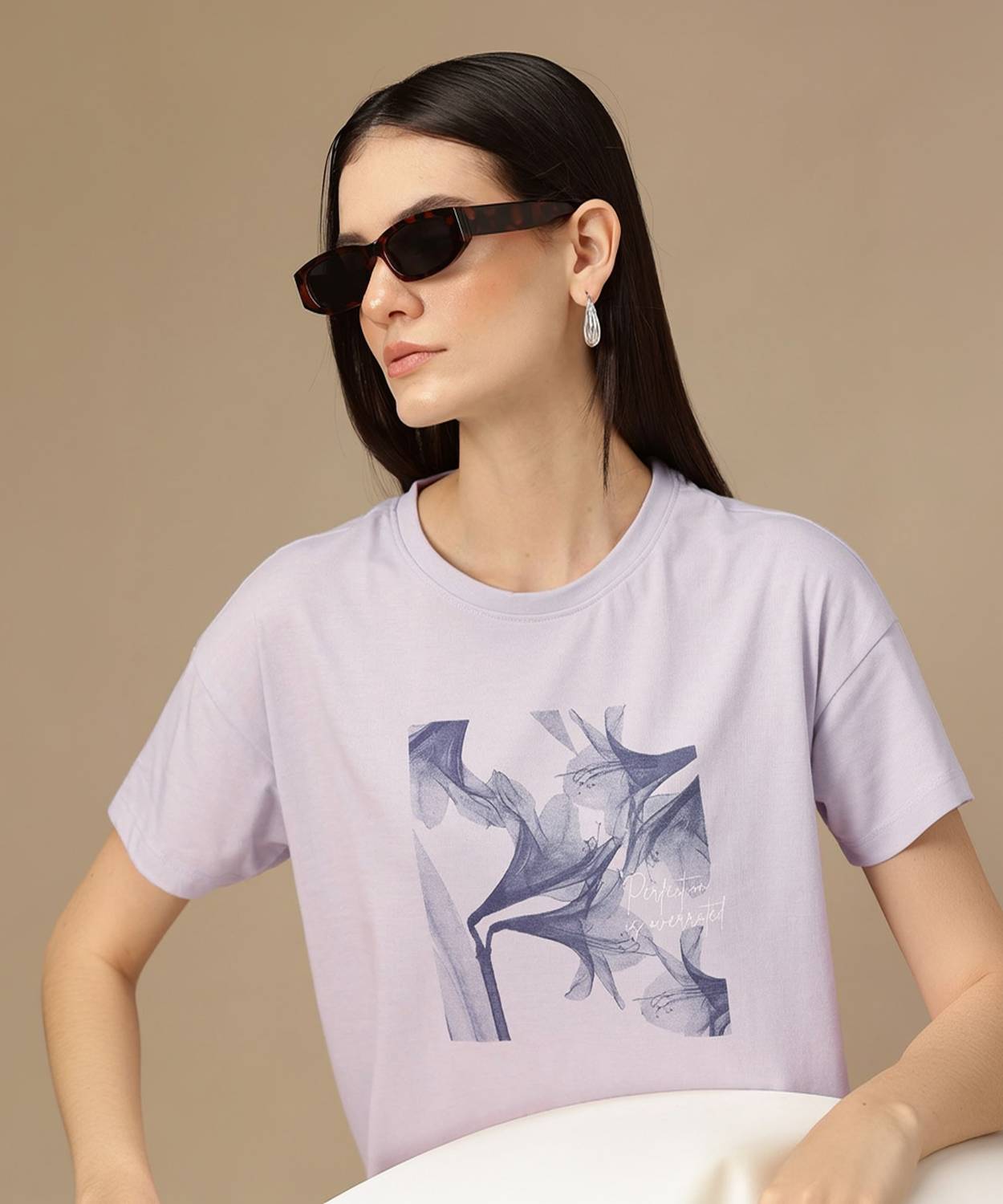 CHEMISTRY Printed Women Round Neck Purple T-Shirt