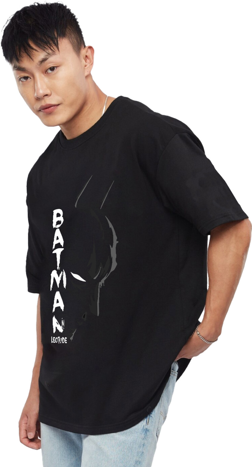 Image of Leotude Printed Men Round Neck Black T-Shirt