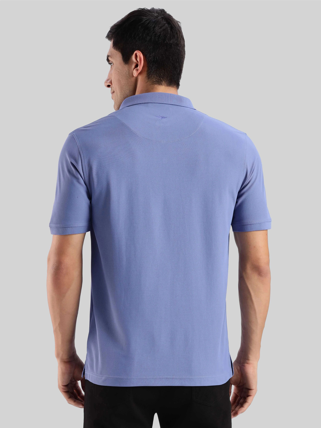 Image of Stellers Solid Men Polo Neck Blue T-Shirt