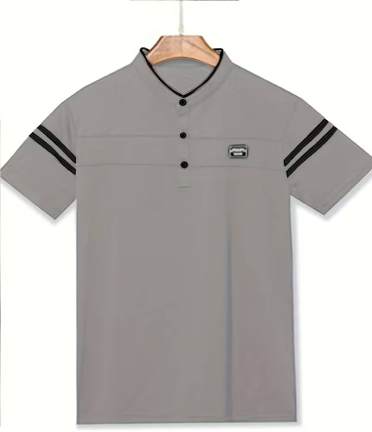 NAUGHTY Men's Grey Henley Neck T-Shirt - Image 3